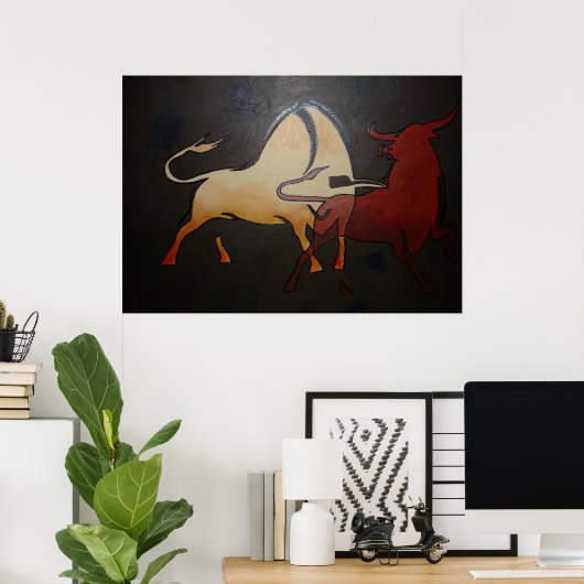 Taurean Bulls Abstrakte Kunst Poster (Heimbüro)