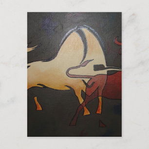 Taurean Bulls Abstrakte Kunst Postkarte