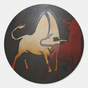 Taurean Bulls Abstrakte Kunst Runder Aufkleber