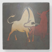 Taurean Bulls Abstrakte Kunst Steinuntersetzer (Vorderseite)
