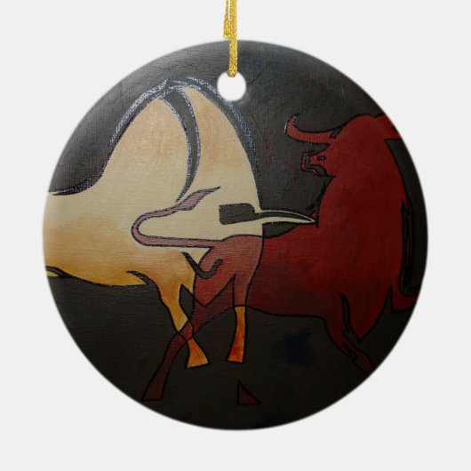 Taurean Bulls Art Keramik Ornament (Hinten)