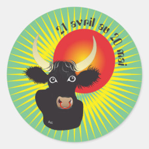 Taureau 21 avril au 20 mai Autocollants Runder Aufkleber