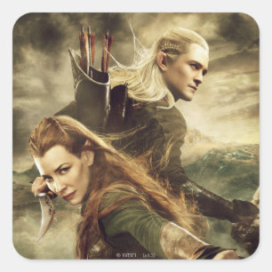 TAURIEL™ And LEGOLAS GREENLEAF™ Movie Poster 3 Quadratischer Aufkleber