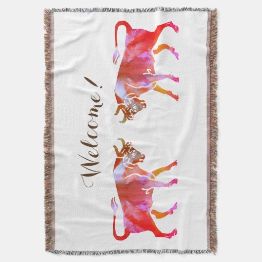 Taurus Aquarellzeichen Willkommen Decke (Vorderseite Vertikal)