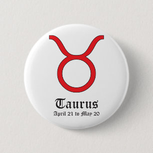 TAURUS ASTROLOGIC SIGN, SYMBOL ZODIAC BUTTON