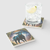 Taurus-Astrologie Steinuntersetzer (Seitenansicht)