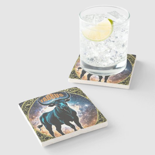 Taurus-Astrologie Steinuntersetzer (Seitenansicht)