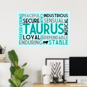 Taurus Astrologie Word Collage Print Poster (Heimbüro)