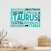 Taurus Astrologie Word Collage Print Poster (Küche)