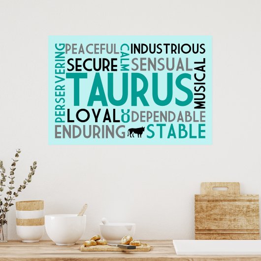 Taurus Astrologie Word Collage Print Poster (Küche)