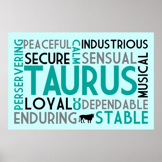 Taurus Astrologie Word Collage Print Poster (Vorne)