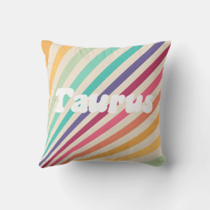 Taurus Astrologie Zodiac Retro Rainbow Round Pillo Kissen