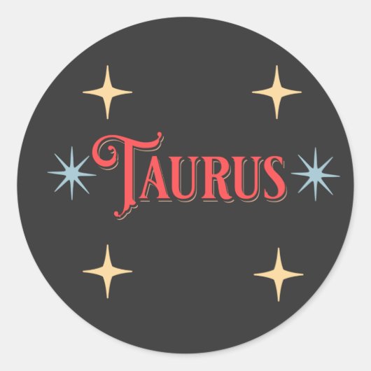 Taurus Astrologisches Zeichen Runder Aufkleber (Vorderseite)