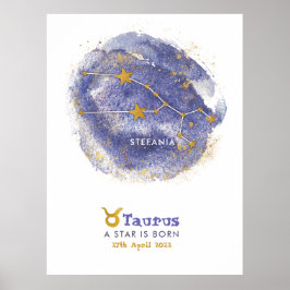 Taurus Baby Name Zodiac Starry Kinderzimmer Poster