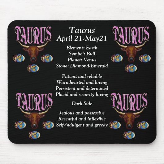 Taurus Birth Sign Zodiac Mouse Pad Mousepad (Vorne)