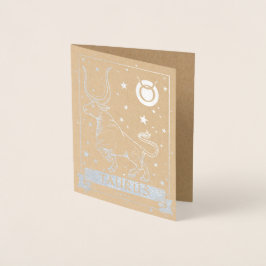 Taurus Birthday | Elegante Astrologie Zodiac Silve Folienkarte