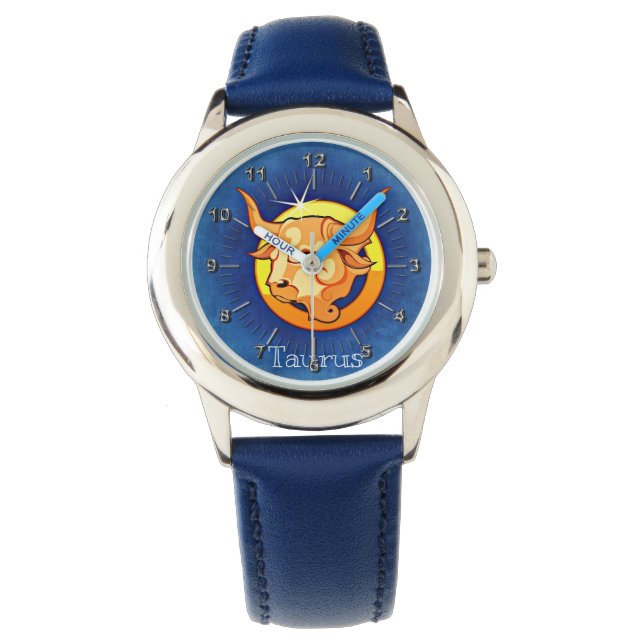 Taurus blau gelb armbanduhr (Vorderseite)