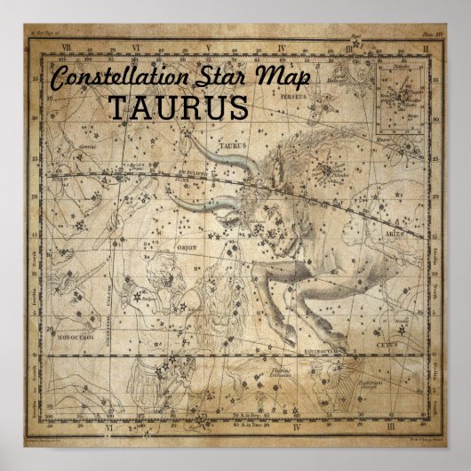 Taurus Bull Constellation Star Map May Poster (Vorne)