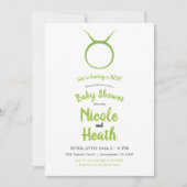 TAURUS Bull Green Astrologie Zodiac Baby Dusche Einladung (Vorderseite)