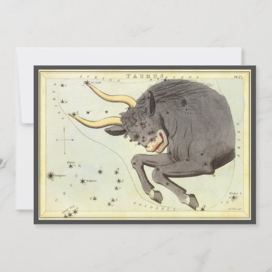 Taurus Bull, Vintager Sternbild Urania Einladung (Vorderseite)