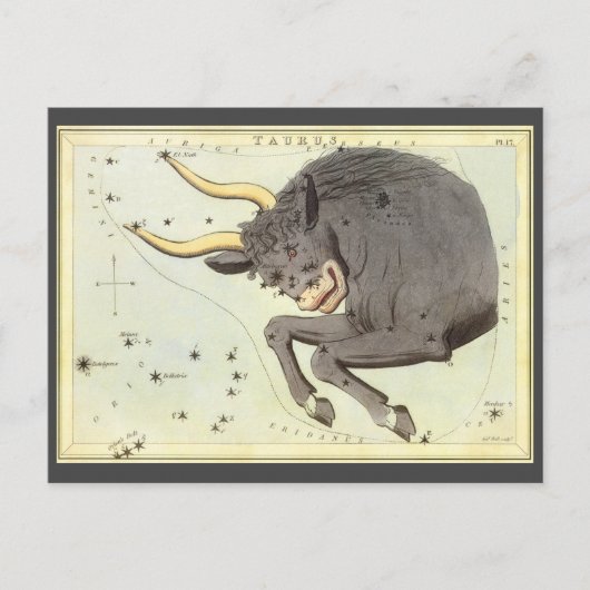 Taurus Bull, Vintager Sternbild Urania Postkarte (Vorderseite)