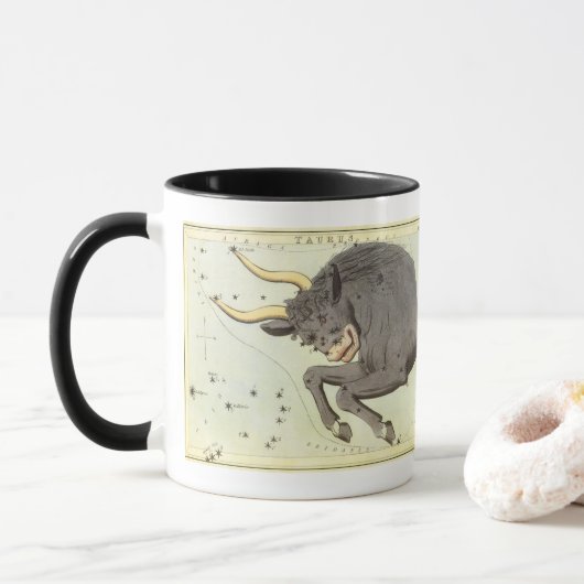 Taurus Bull, Vintager Sternbild Urania Tasse (Mit Donut)