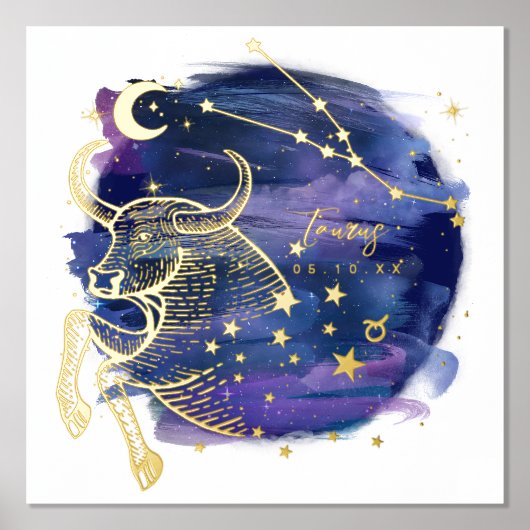 Taurus Bull-Zeichen des Zodiac Custom Geburtsdatum Foliendrucke (Vorderseite)