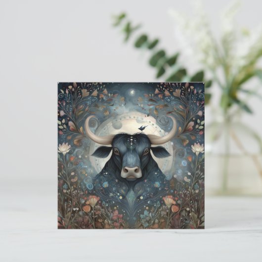 Taurus Bull Zodiac Astrology Mystical Birthday Karte (Stehend Vorderseite)