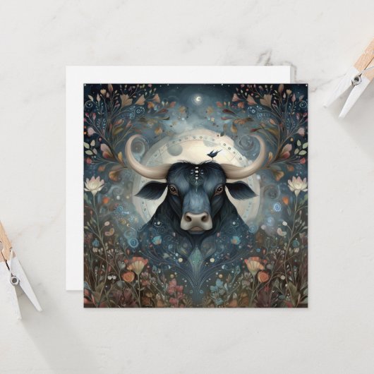 Taurus Bull Zodiac Astrology Mystical Birthday Karte (Vorderseite/Rückseite Beispiel)