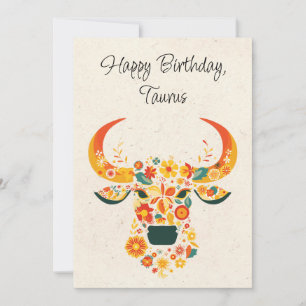 Taurus Bull Zodiac Floral Geburtstagkarte