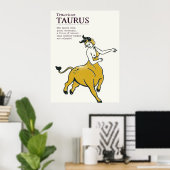 Taurus Bull Zodiac Sign Boho Chic Astrologie Poste Poster (Heimbüro)