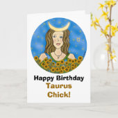 Taurus Chick Birthday Card Karte (Gelbe Blume)