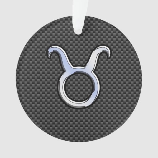 Taurus Chrome like Zodiac Sign on Carbon Fibre Ornament (Vorderseite)