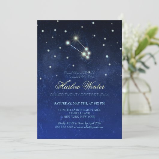 Taurus Constellation Geburtstagsparty Einladung (Stehend Vorderseite)