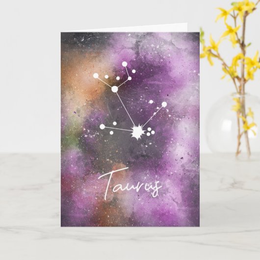 Taurus Constellation Zodiac Lila Galaxy Karte (Gelbe Blume)