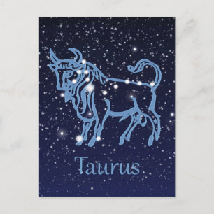 Taurus Constellation & Zodiac Sign with Stars Postkarte