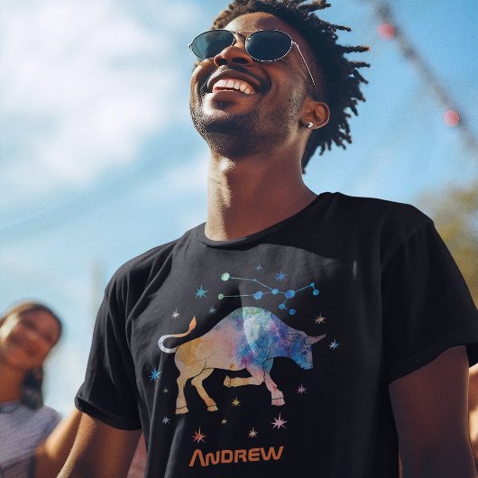 Taurus Constellation Zodiac Watercolor Star Galaxy T-Shirt