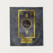 Taurus Dark Zodiac Astrologie: Schwarzer Goldname Wandteppich (Vorderseite)