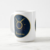 Taurus Das Bull Zodiac-Symbol Gold personalisiert Kaffeetasse (Vorderseite Links)