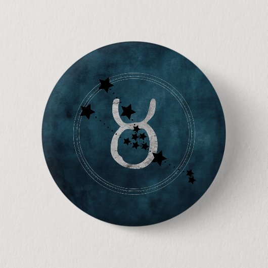 Taurus das Stier zodiac Sternbild aquamarin Button (Vorderseite)