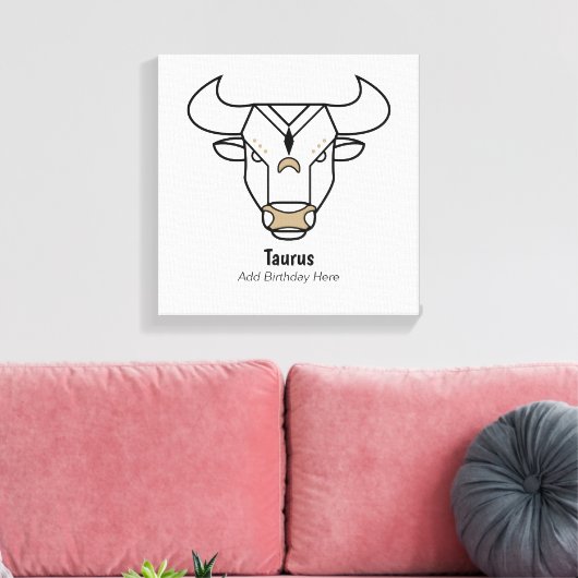 Taurus der Stier Schwarzes Gold personalisiert zod Leinwanddruck (Insitu (Wohnzimmer))