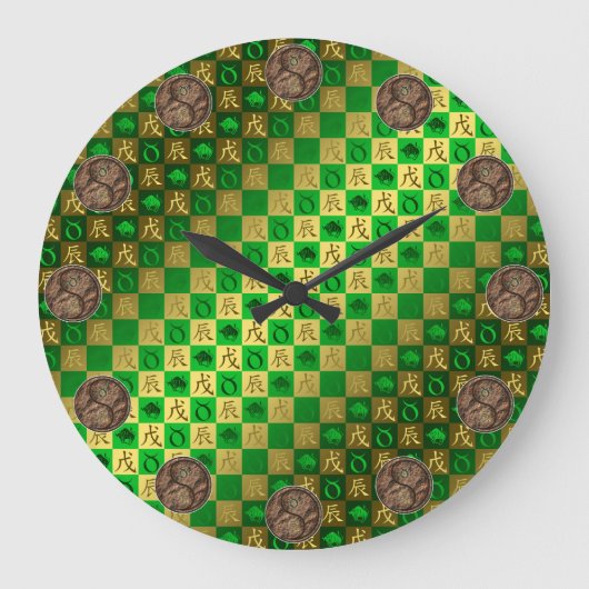 Taurus & Earth Dragon Große Wanduhr (Vorderseite)