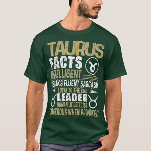 TAURUS Fakten Zodiac Sign Shirt Geburtstagsgeschen (Vorderseite)
