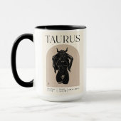 Taurus Feminine Zodiac Design Brown Black 15 OZ Tasse (Links)