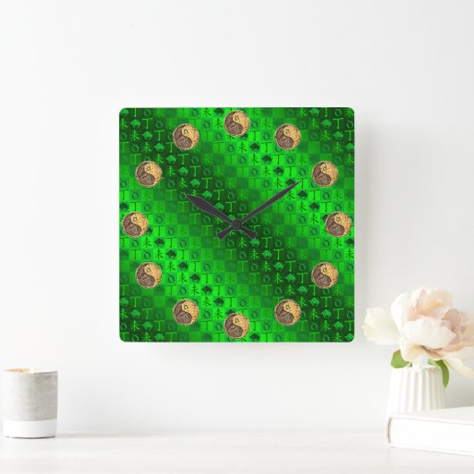 Taurus & Fire Goat Quadratische Wanduhr (Zuhause)