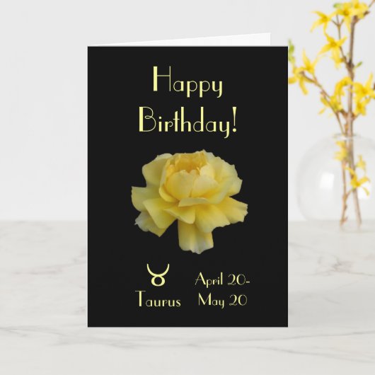 Taurus Geburtstagsfeier Rose Karte (Gelbe Blume)