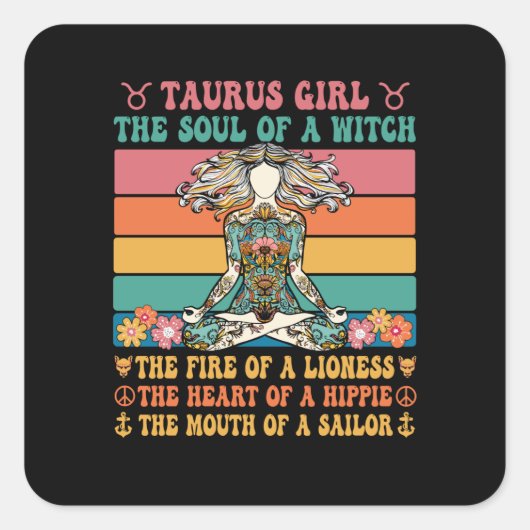 Taurus Girl Astrology Sign Quadratischer Aufkleber (Vorderseite)
