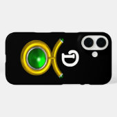 TAURUS / GOLD, GREEN EMERALD ZODIAC JEWEL MONOGRAM Case-Mate iPhone HÜLLE (Rückseite (Horizontal))