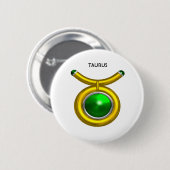 TAURUS / GOLD, GREEN EMERALD ZODIAC SIGN JEWEL BUTTON (Vorne & Hinten)