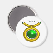 TAURUS / GOLD, GREEN EMERALD ZODIAC SIGN JEWEL MAGNET (Vorderseite/Rückseite)
